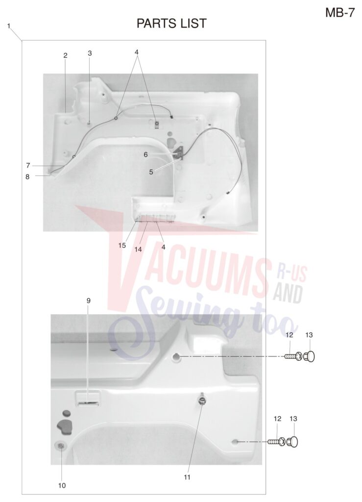 Janome MB7 exploded schematic diagram (page 12)