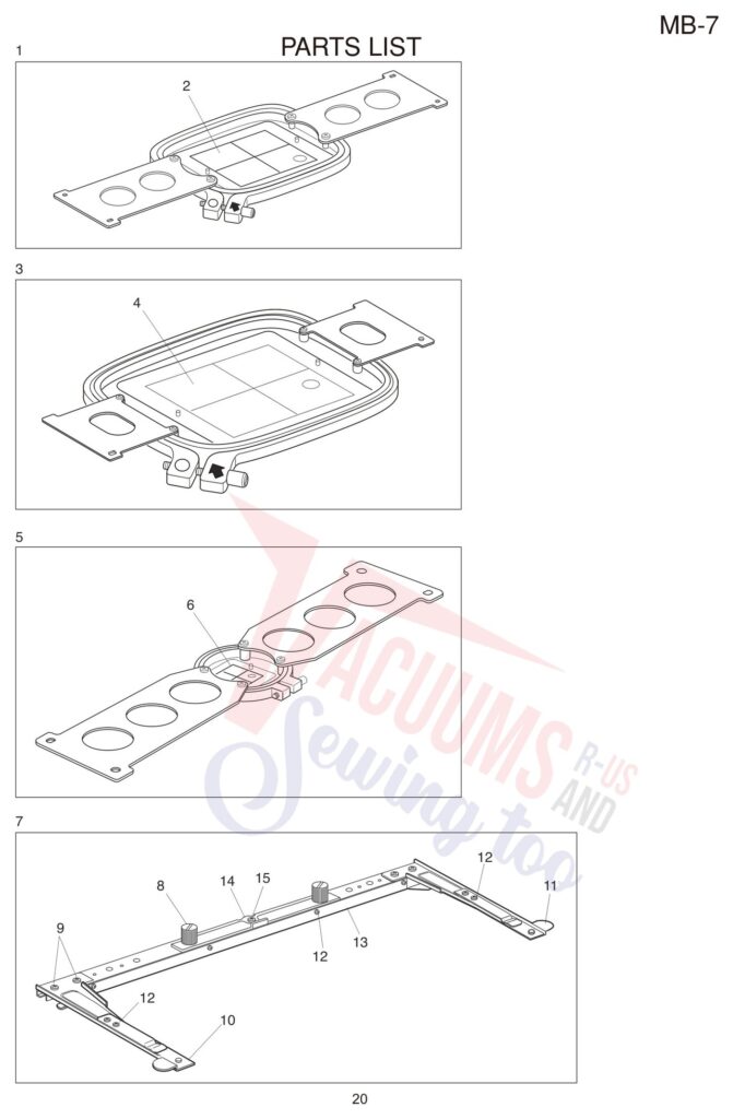 Janome MB7 exploded schematic diagram (page 13)