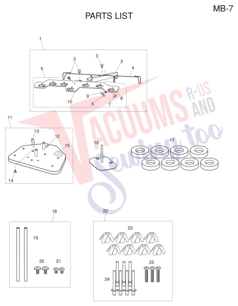 Janome MB7 exploded schematic diagram (page 14)