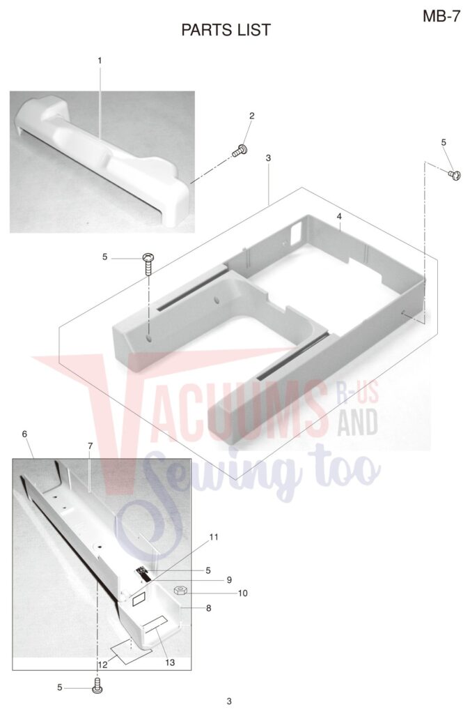 Janome MB7 exploded schematic diagram (page 16)