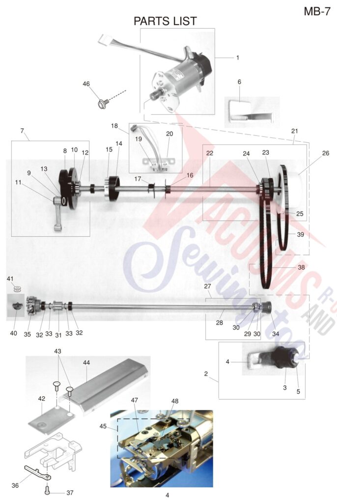 Janome MB7 exploded schematic diagram (page 17)