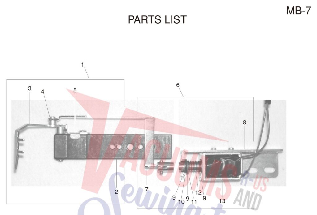 Janome MB7 exploded schematic diagram (page 19)