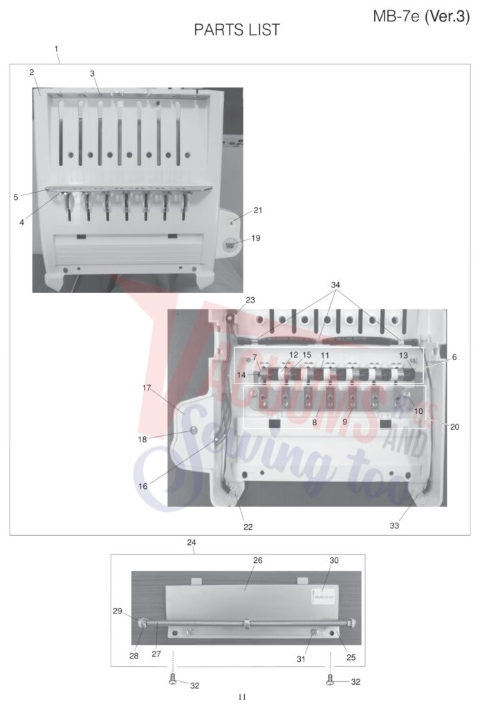 Janome MB7 V3 exploded schematic diagram (page 3)