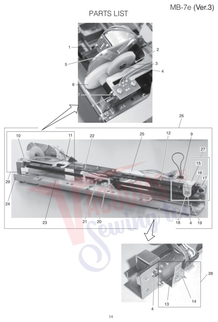 Janome MB7 V3 exploded schematic diagram (page 6)