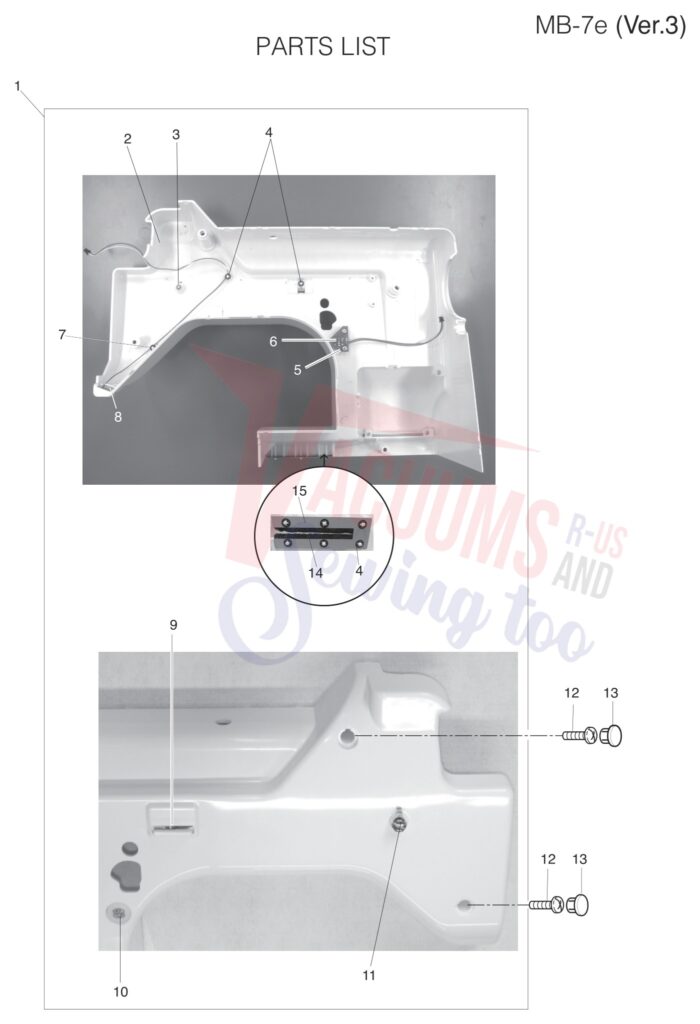 Janome MB7 V3 exploded schematic diagram (page 12)