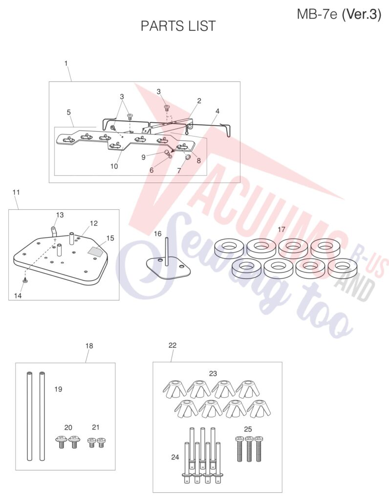 Janome MB7 V3 exploded schematic diagram (page 15)