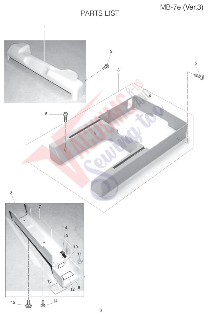 Janome MB7 V3 exploded schematic diagram (page 17)