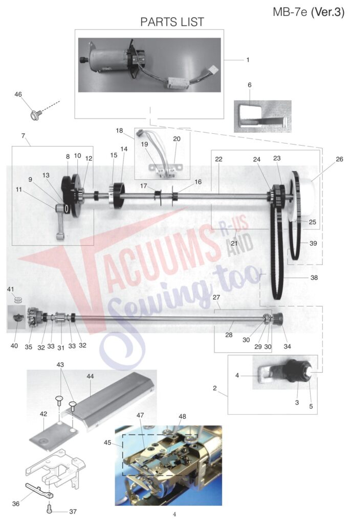 Janome MB7 V3 exploded schematic diagram (page 18)