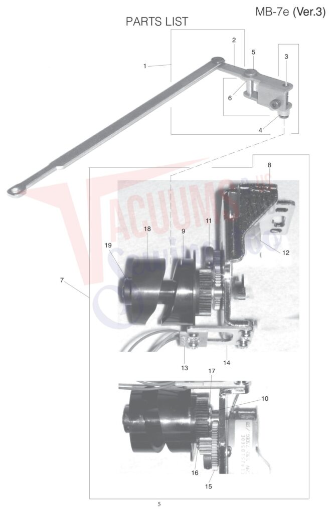 Janome MB7 V3 exploded schematic diagram (page 19)