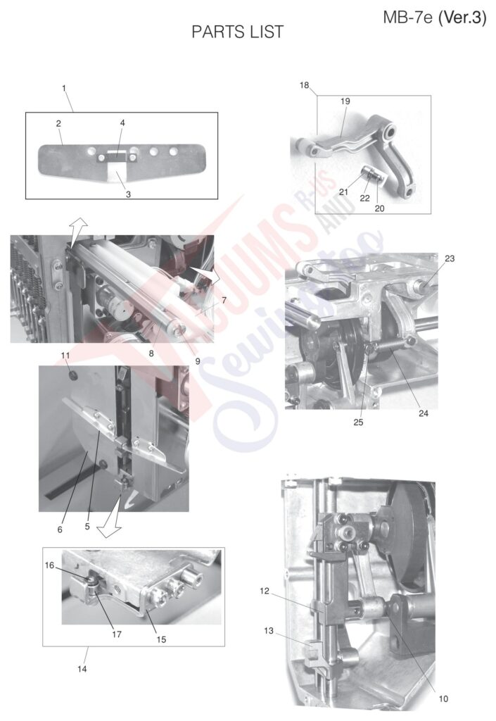Janome MB7 V3 exploded schematic diagram (page 21)