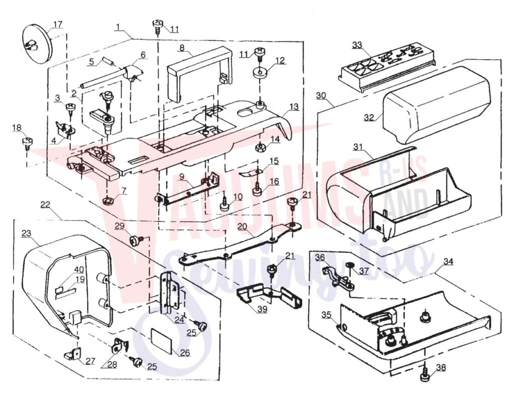 Janome MC2400 exploded schematic diagram (page 1)