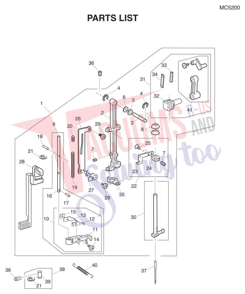Janome MC5200 exploded schematic diagram (page 5)