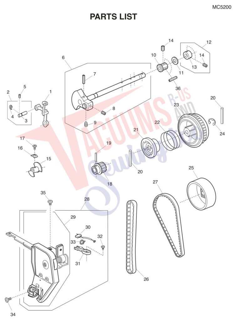 Janome MC5200 exploded schematic diagram (page 6)
