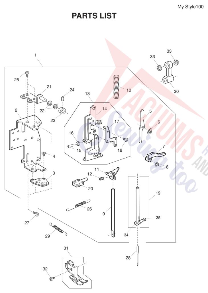 Janome MYSTYLE100 exploded schematic diagram (page 2)