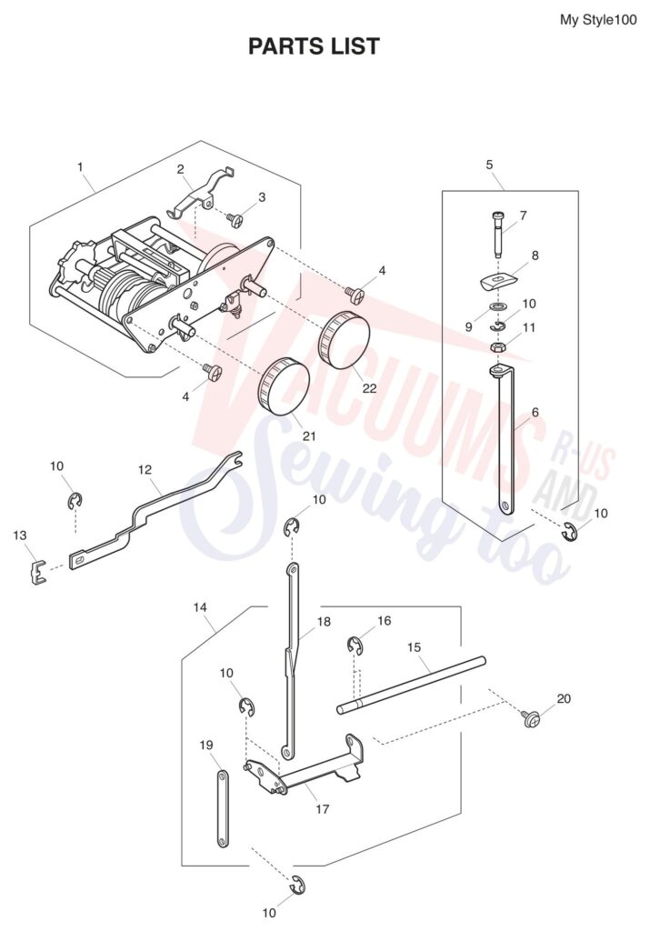Janome MYSTYLE100 exploded schematic diagram (page 5)