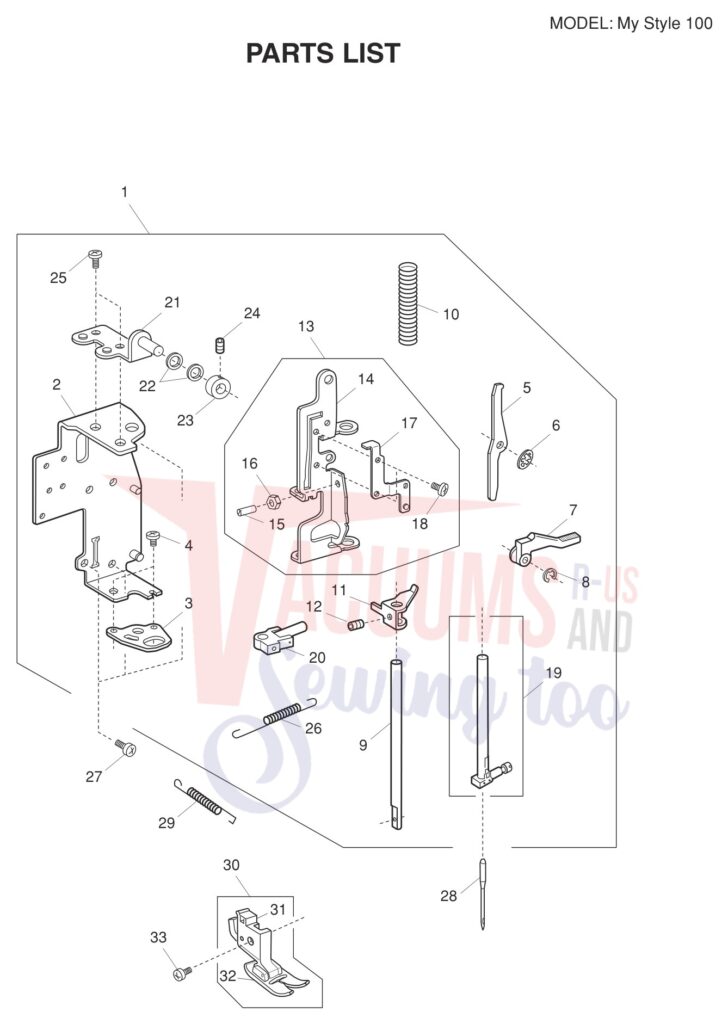 Janome MYSTYLE100 V2 exploded schematic diagram (page 2)
