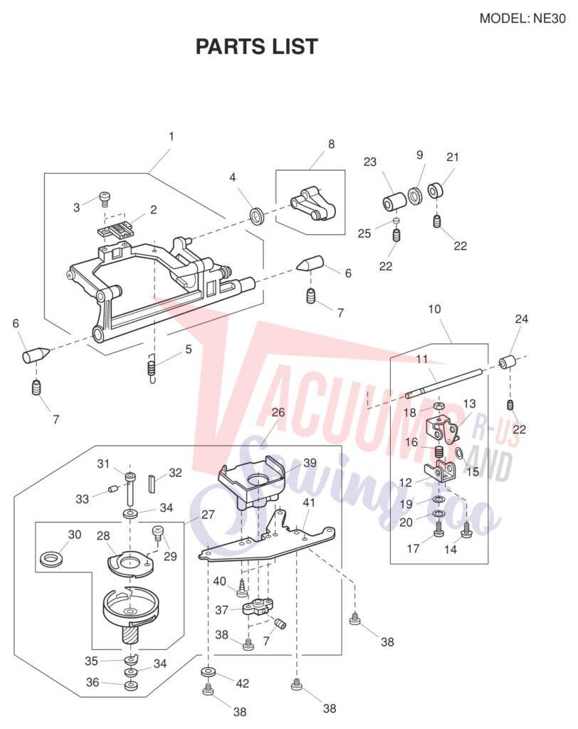 Necchi NE30 exploded schematic diagram (page 7)