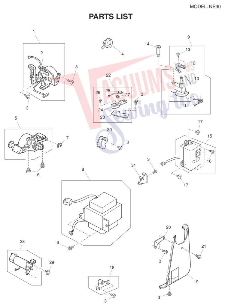 Necchi NE30 exploded schematic diagram (page 8)