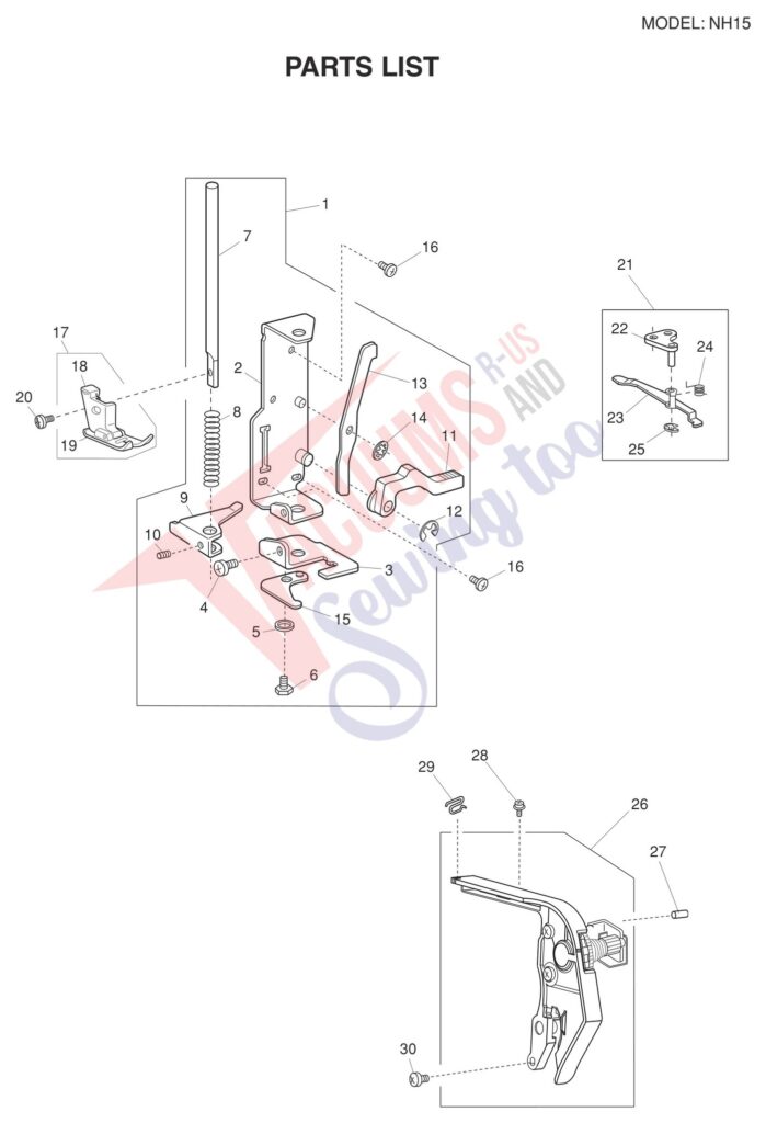 Janome NH15 exploded schematic diagram (page 2)