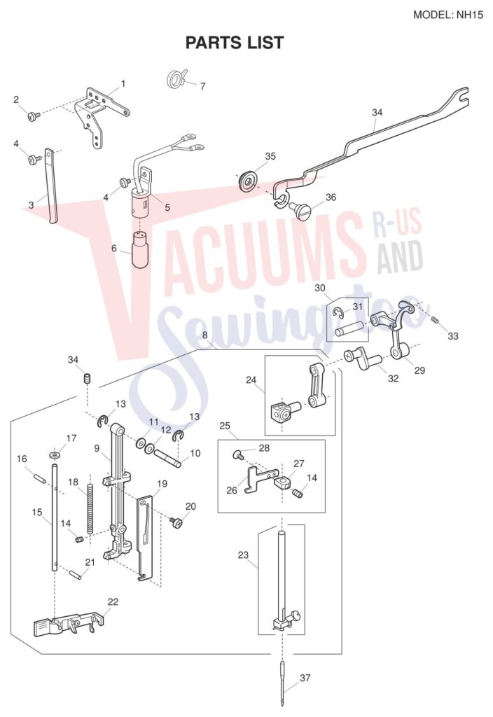 Janome NH15 exploded schematic diagram (page 3)