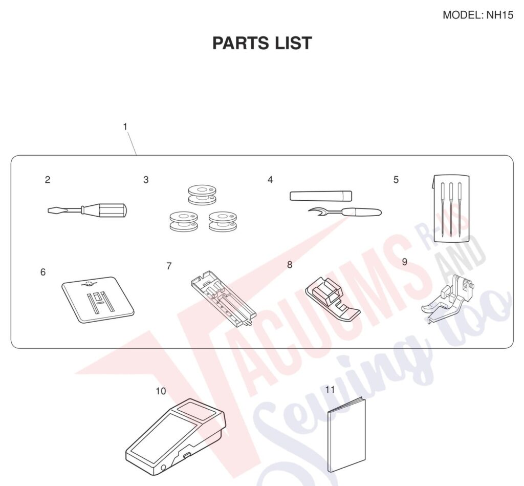 Janome NH15 exploded schematic diagram (page 9)