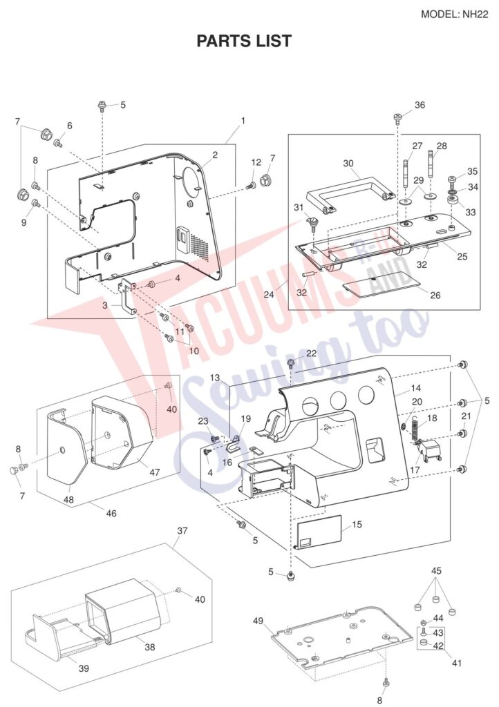 Janome NH22 exploded schematic diagram (page 1)