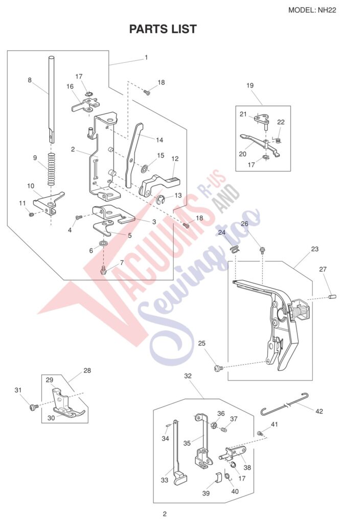 Janome NH22 exploded schematic diagram (page 2)