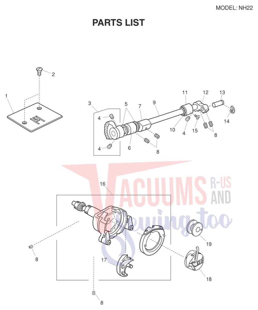 Janome NH22 exploded schematic diagram (page 6)