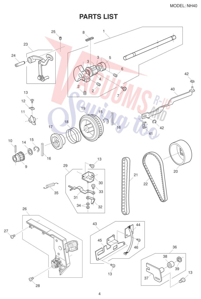Janome NH40 exploded schematic diagram (page 4)