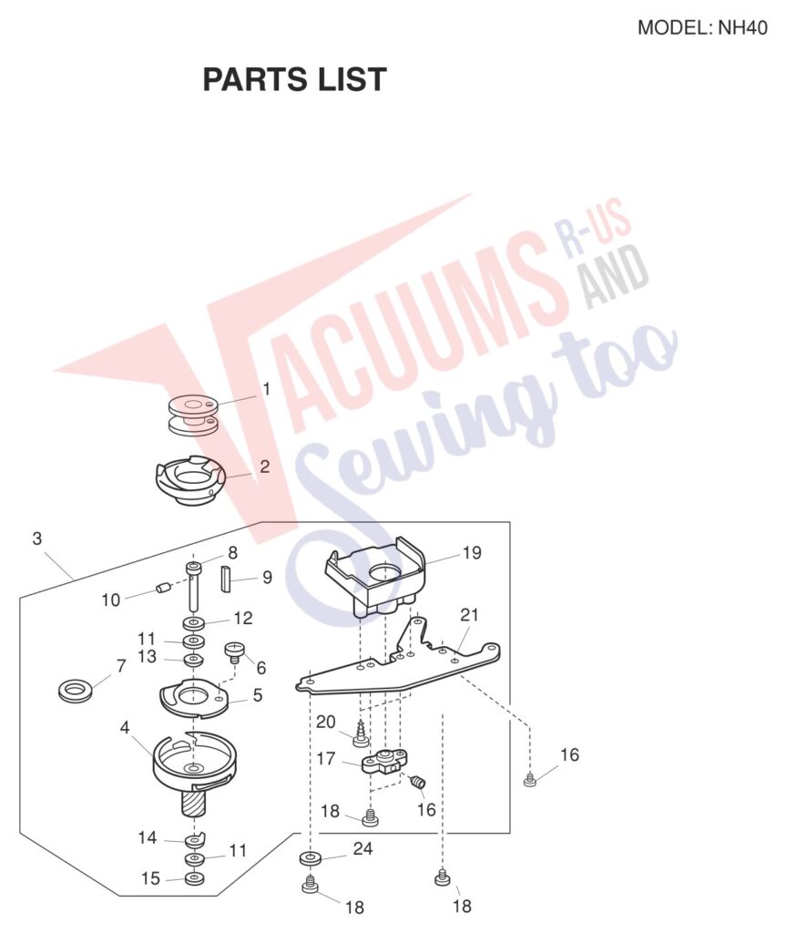 Janome NH40 exploded schematic diagram (page 6)