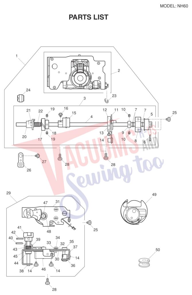 Janome NH60 exploded schematic diagram (page 3)