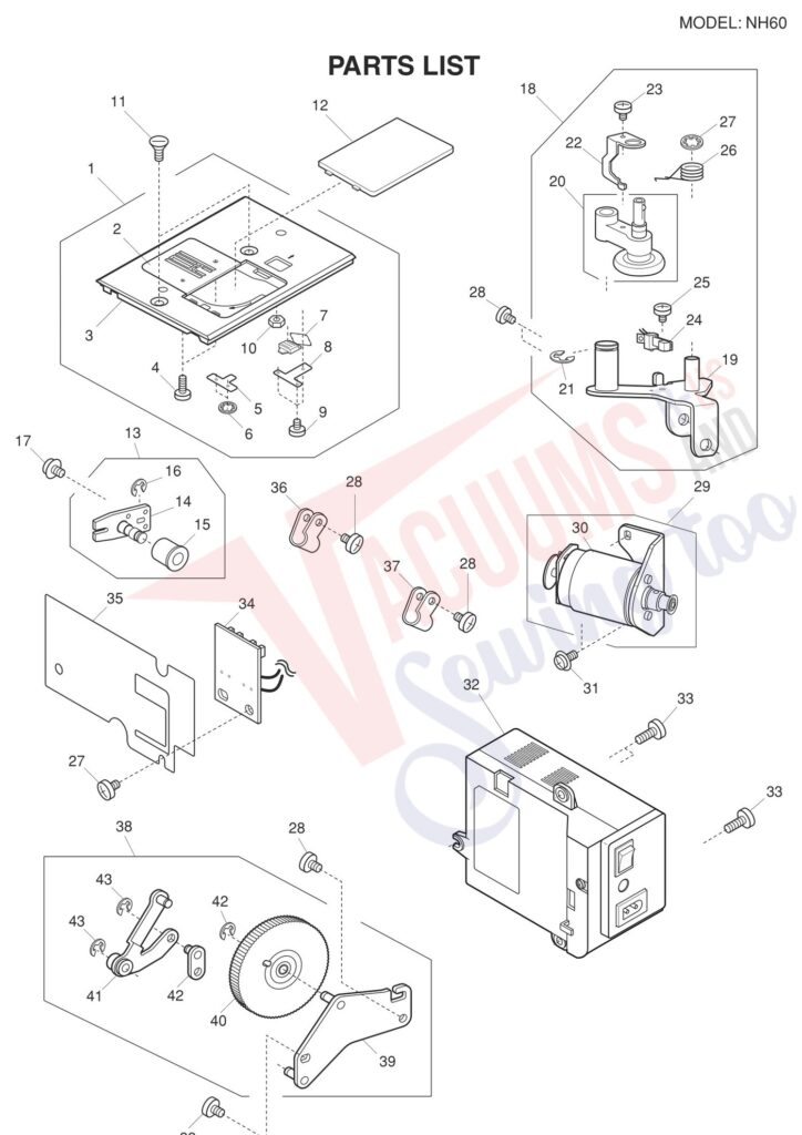 Janome NH60 exploded schematic diagram (page 4)
