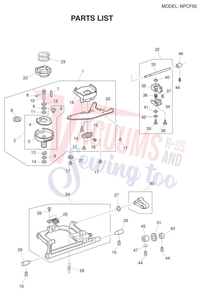 Janome NPCF-50 exploded schematic diagram (page 7)