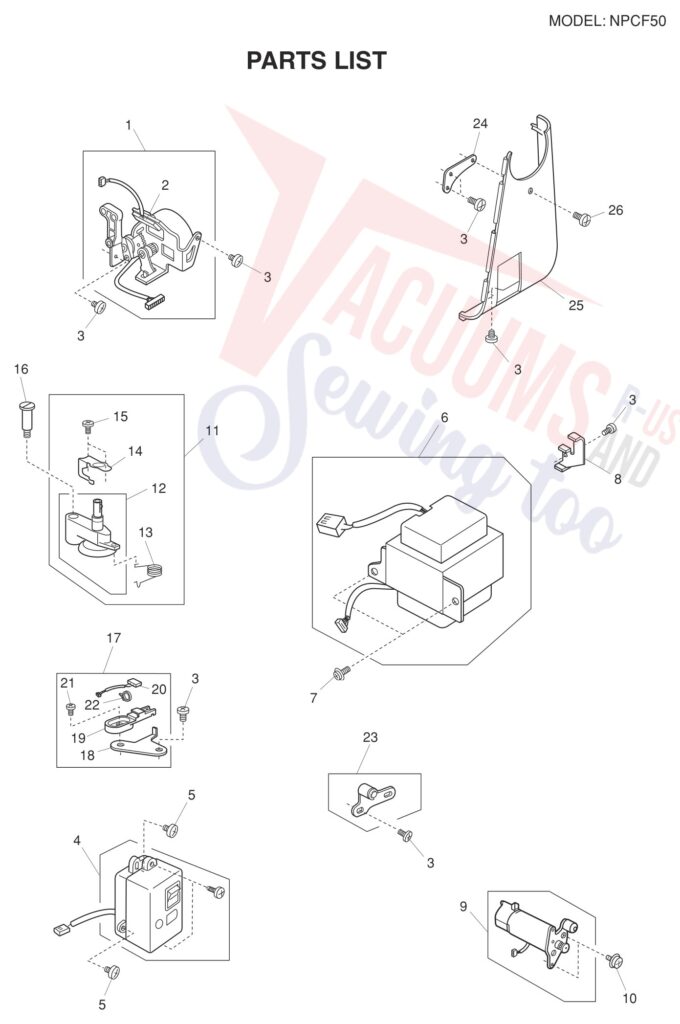 Janome NPCF-50 exploded schematic diagram (page 8)