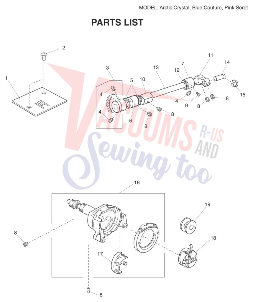 Janome Arctic Couture exploded schematic diagram (page 6)