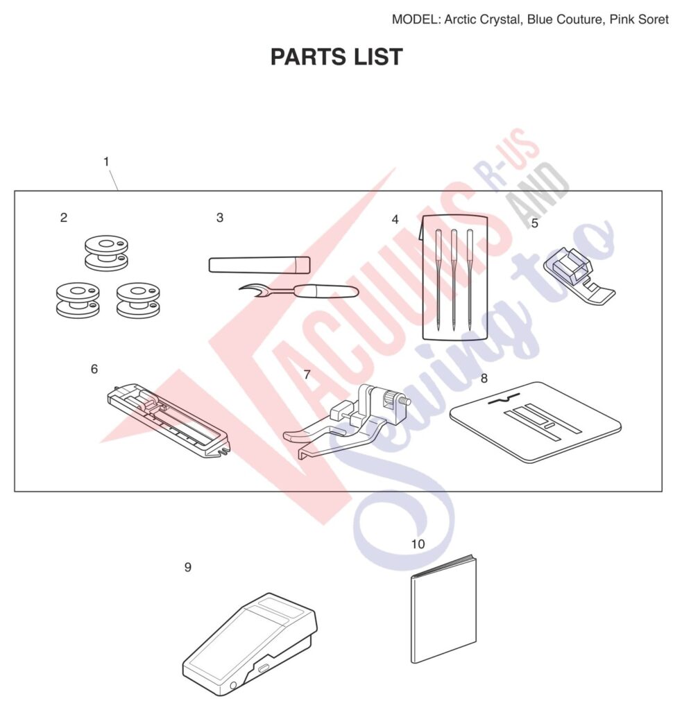 Janome Arctic Couture exploded schematic diagram (page 9)