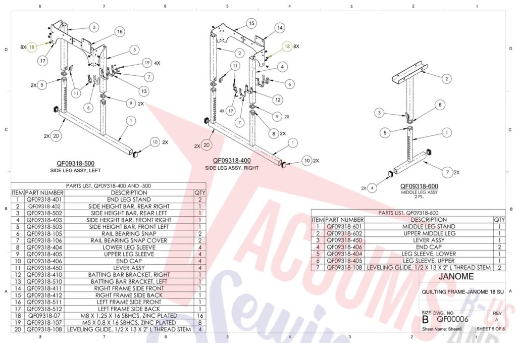 Janome PROFRAME10 exploded schematic diagram (page 5)