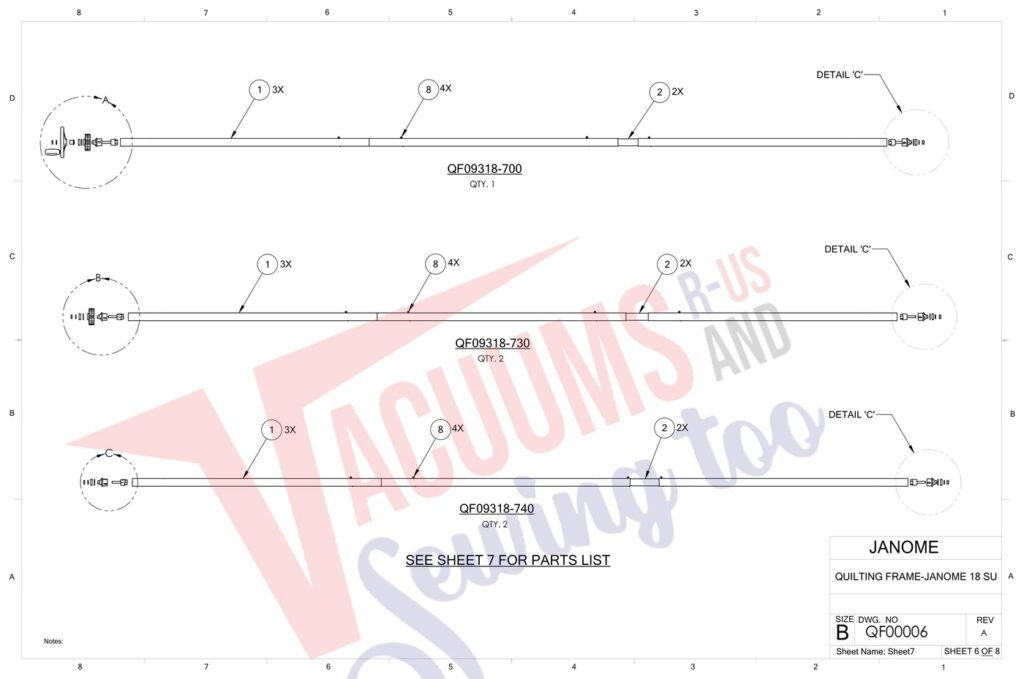 Janome PROFRAME10 exploded schematic diagram (page 6)