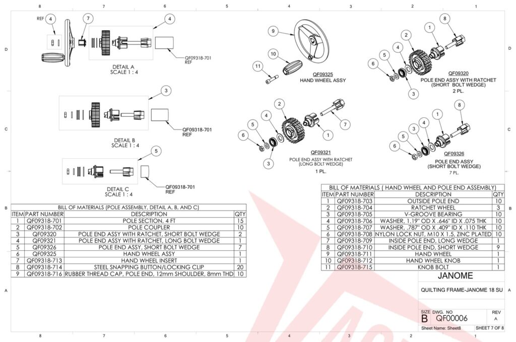 Janome PROFRAME10 exploded schematic diagram (page 7)