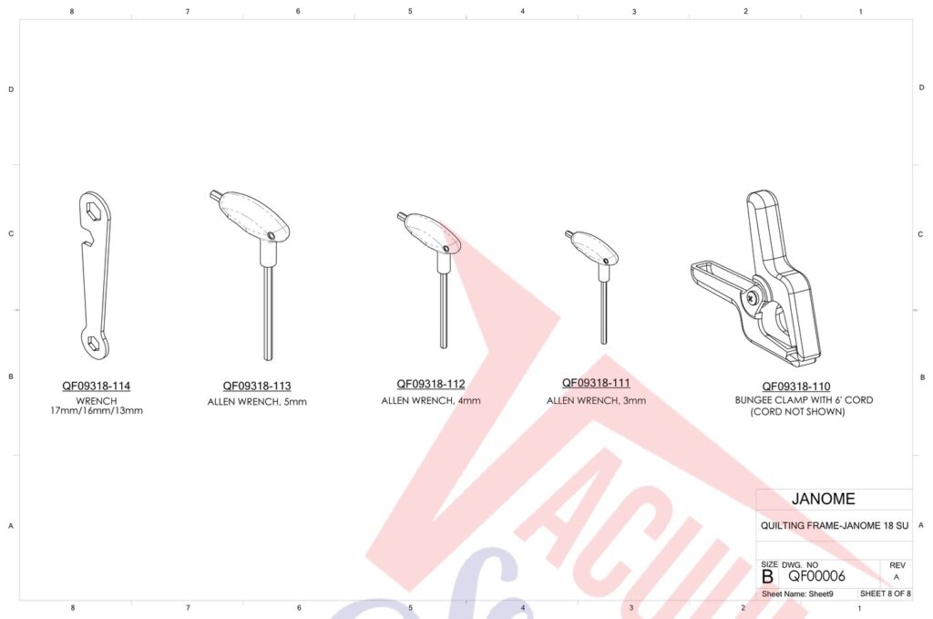 Janome PROFRAME10 exploded schematic diagram (page 8)