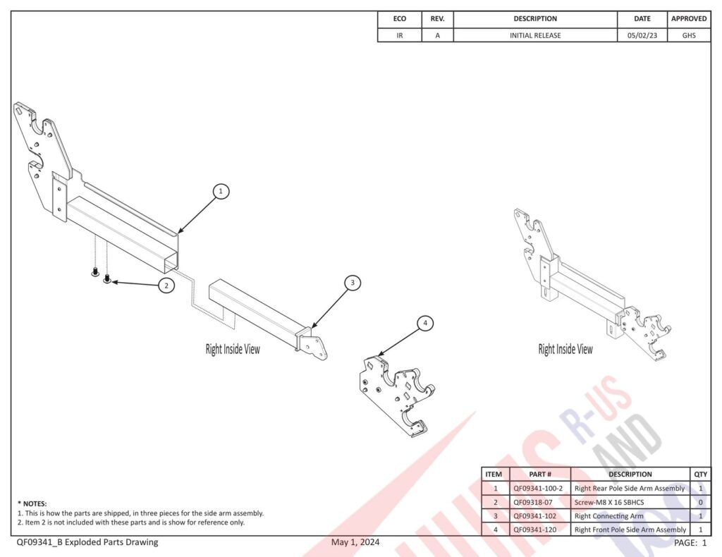 Janome PROFRAME10 V2 exploded schematic diagram (page 1)