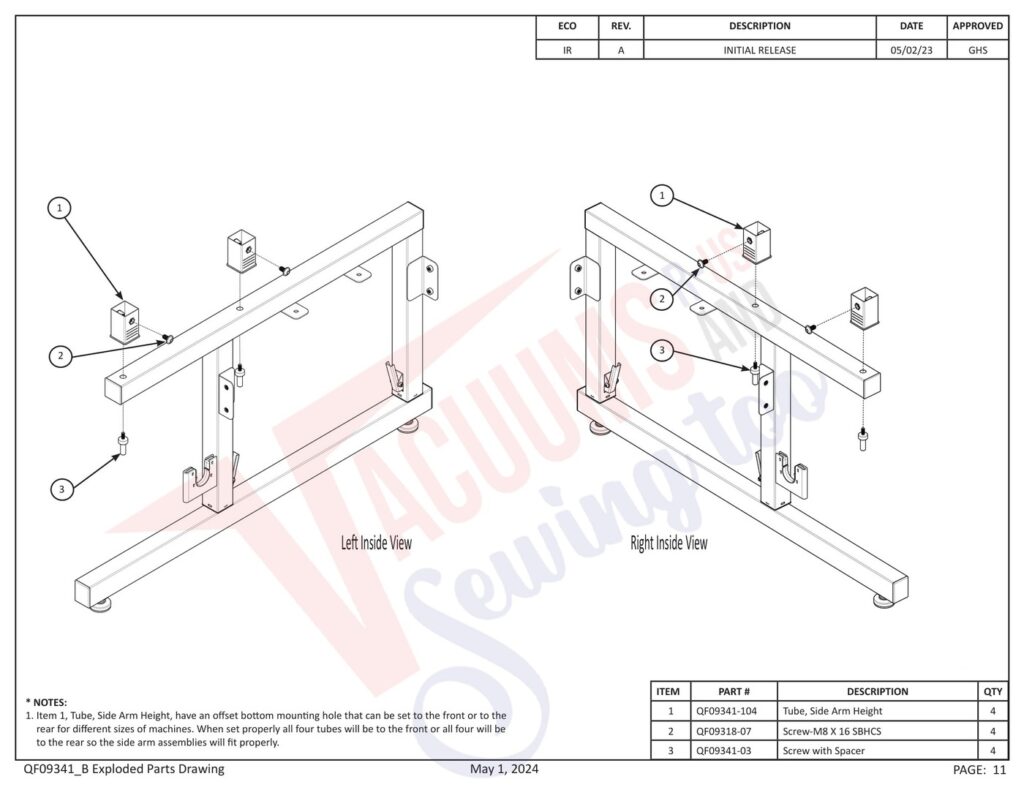 Janome PROFRAME10 V2 exploded schematic diagram (page 3)