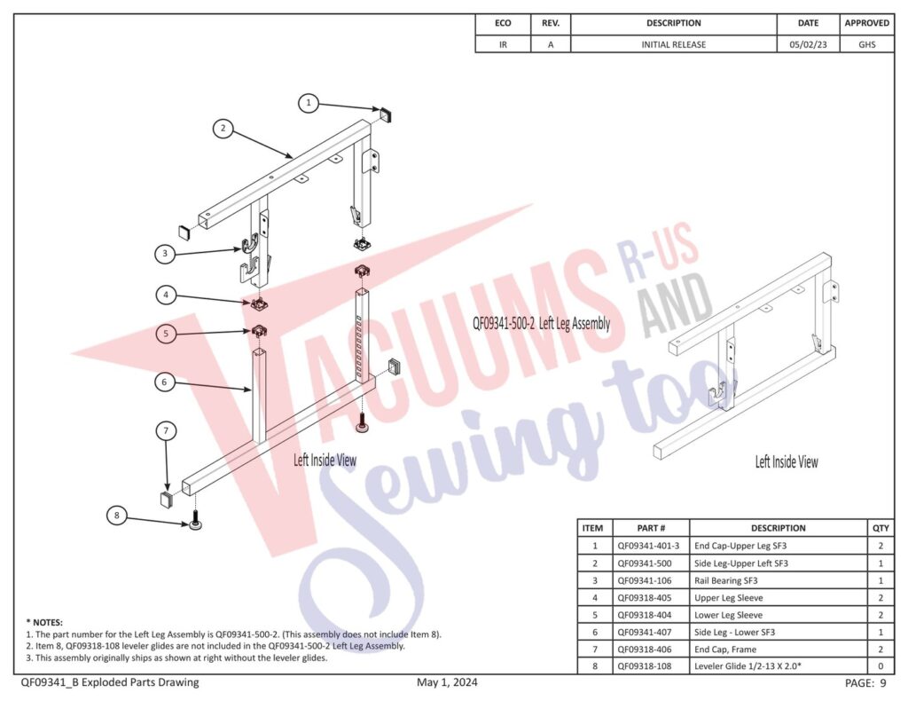Janome PROFRAME10 V2 exploded schematic diagram (page 22)