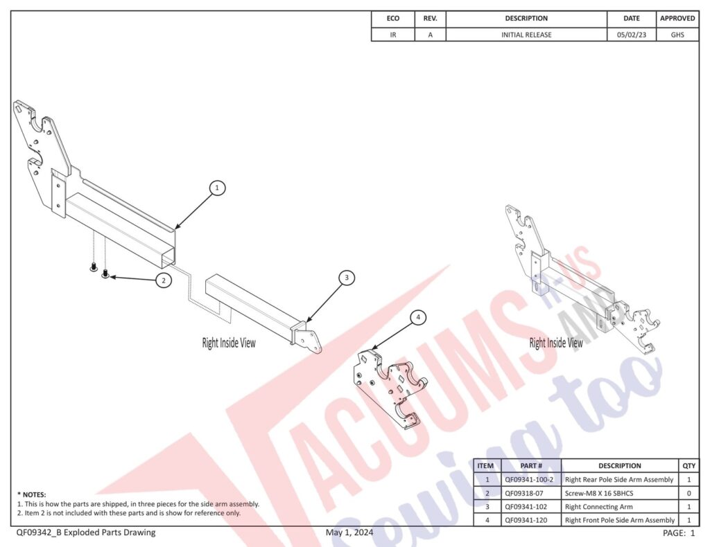 Janome PROFRAME12 V2 exploded schematic diagram (page 1)