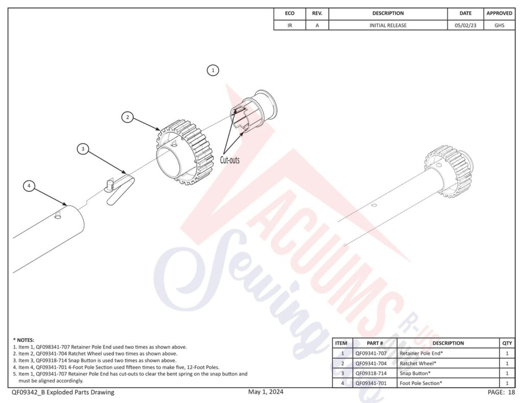 Janome PROFRAME12 V2 exploded schematic diagram (page 10)