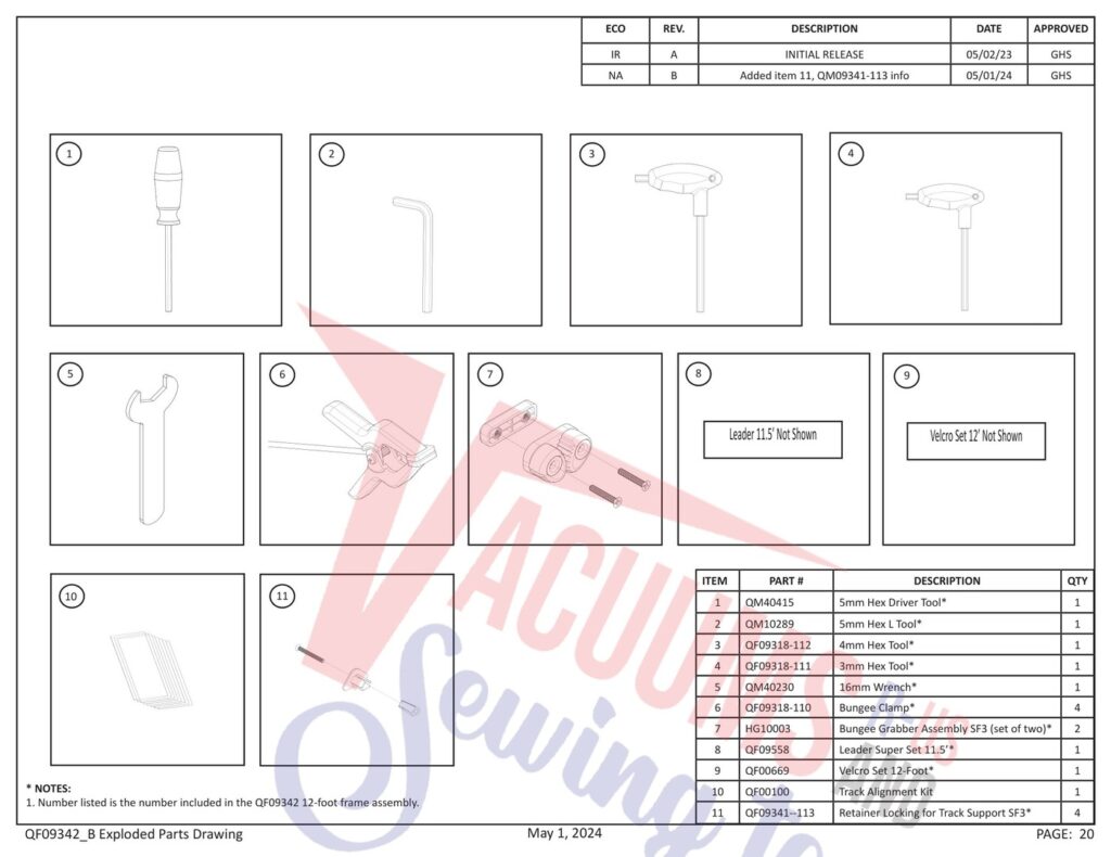 Janome PROFRAME12 V2 exploded schematic diagram (page 13)