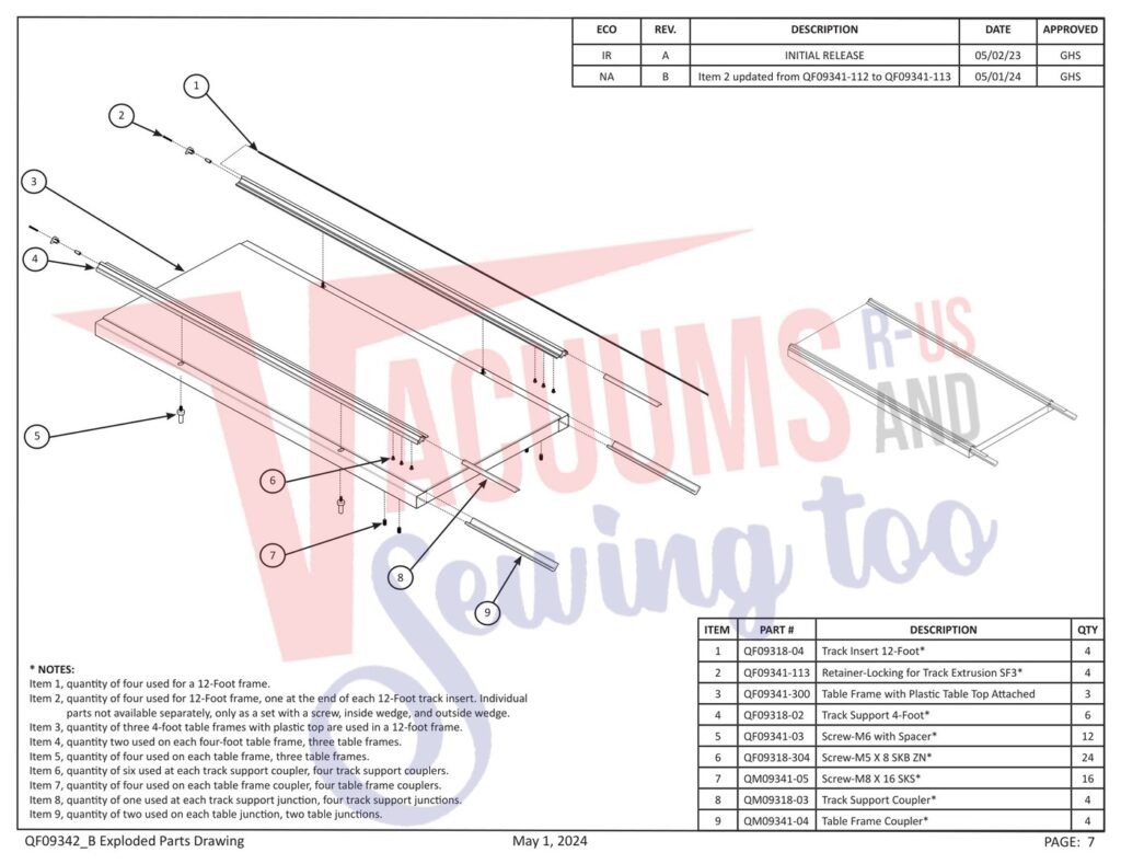 Janome PROFRAME12 V2 exploded schematic diagram (page 18)
