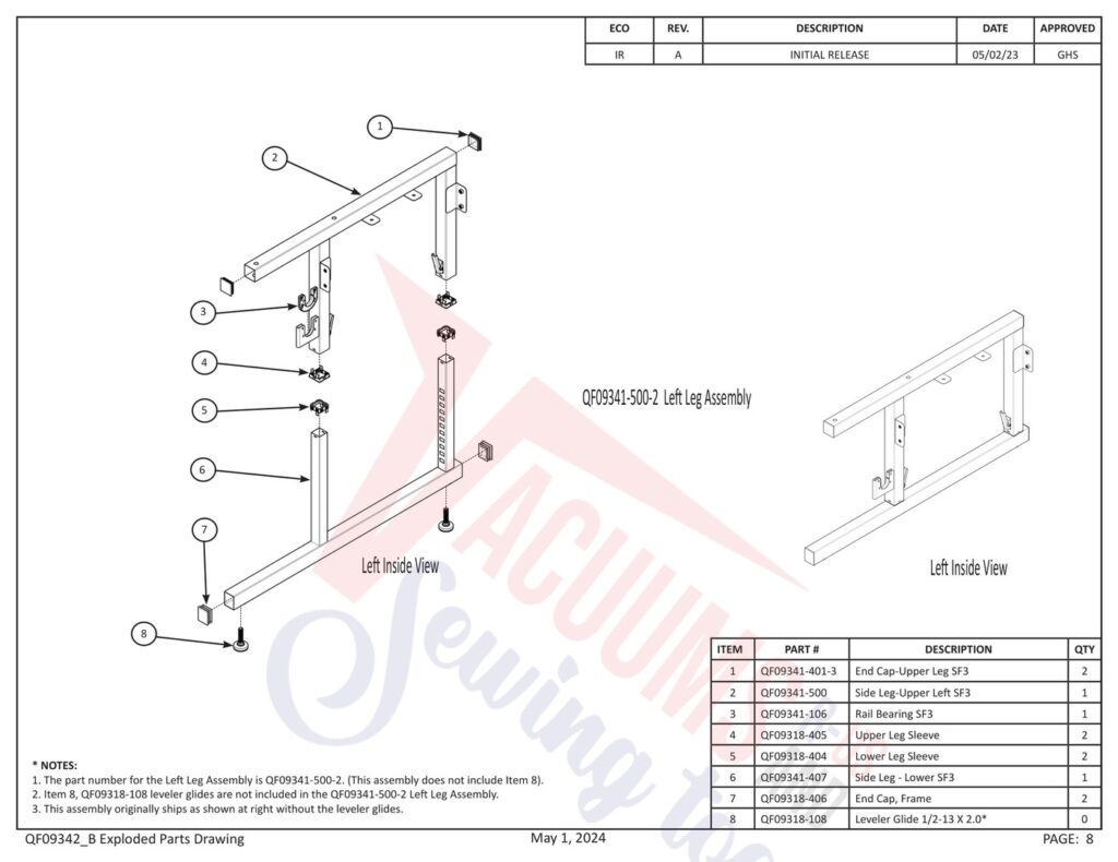 Janome PROFRAME12 V2 exploded schematic diagram (page 19)
