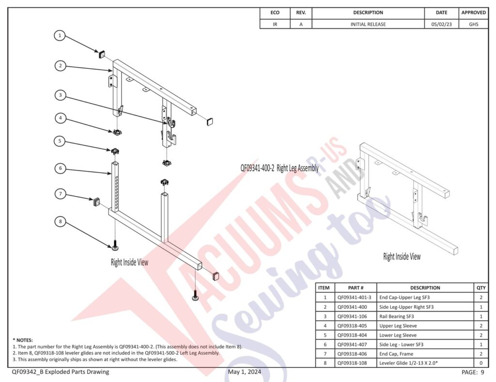 Janome PROFRAME12 V2 exploded schematic diagram (page 20)