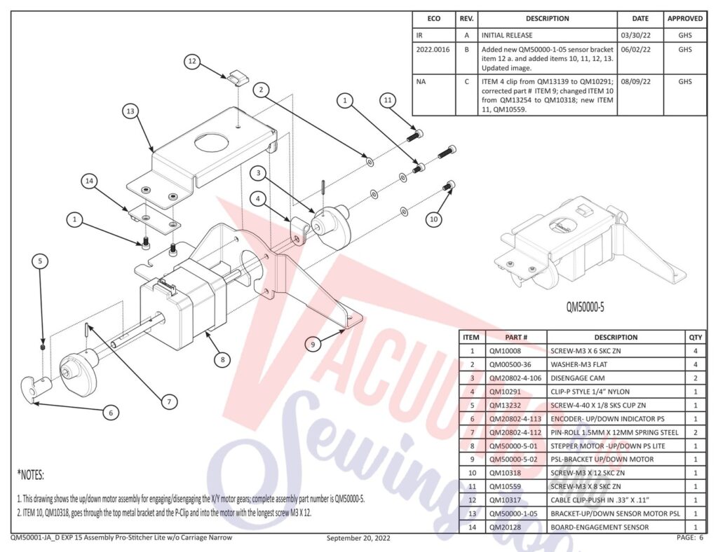 Janome Prostitcher lite 15 exploded schematic diagram (page 18)